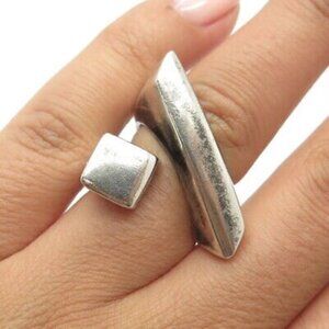 925 Sterling Silver Vintage Modernist Brutalist Ring Size 6